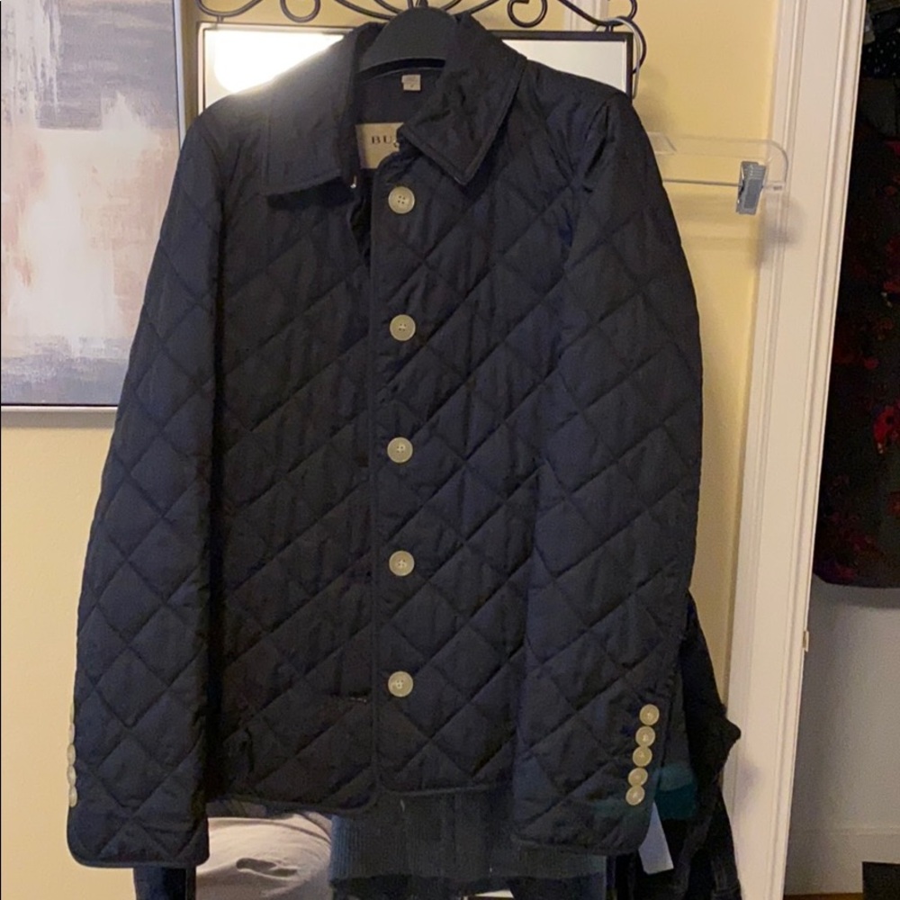 Burberry black quilted coat size medium